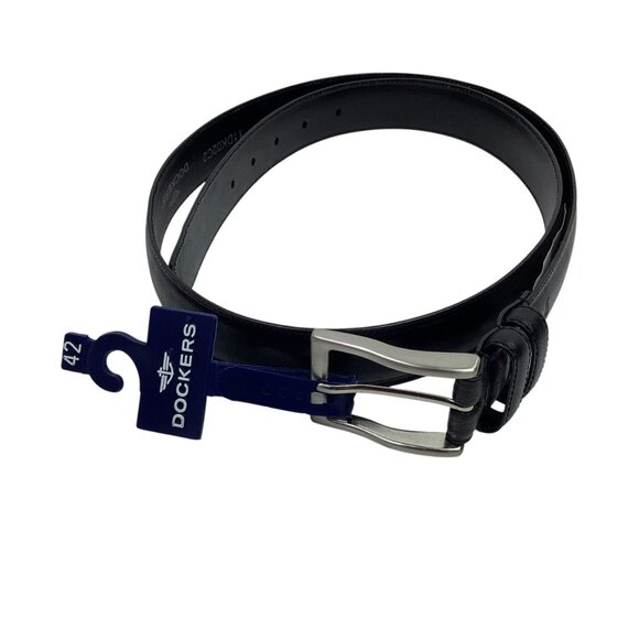 Dockers Genuine Leather Belt Mens 42 Black NWT - Picture 1 of 8